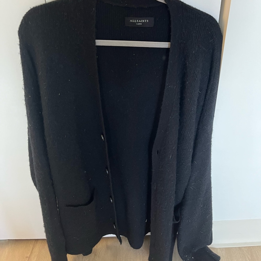 AllSaints Wintlev Cardigan, Black, Large.